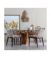 MESA COMEDOR NATURAL MADERA / CRISTAL 140 X 140 X 75 CM