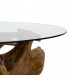 MESA COMEDOR NATURAL MADERA / CRISTAL 140 X 140 X 75 CM