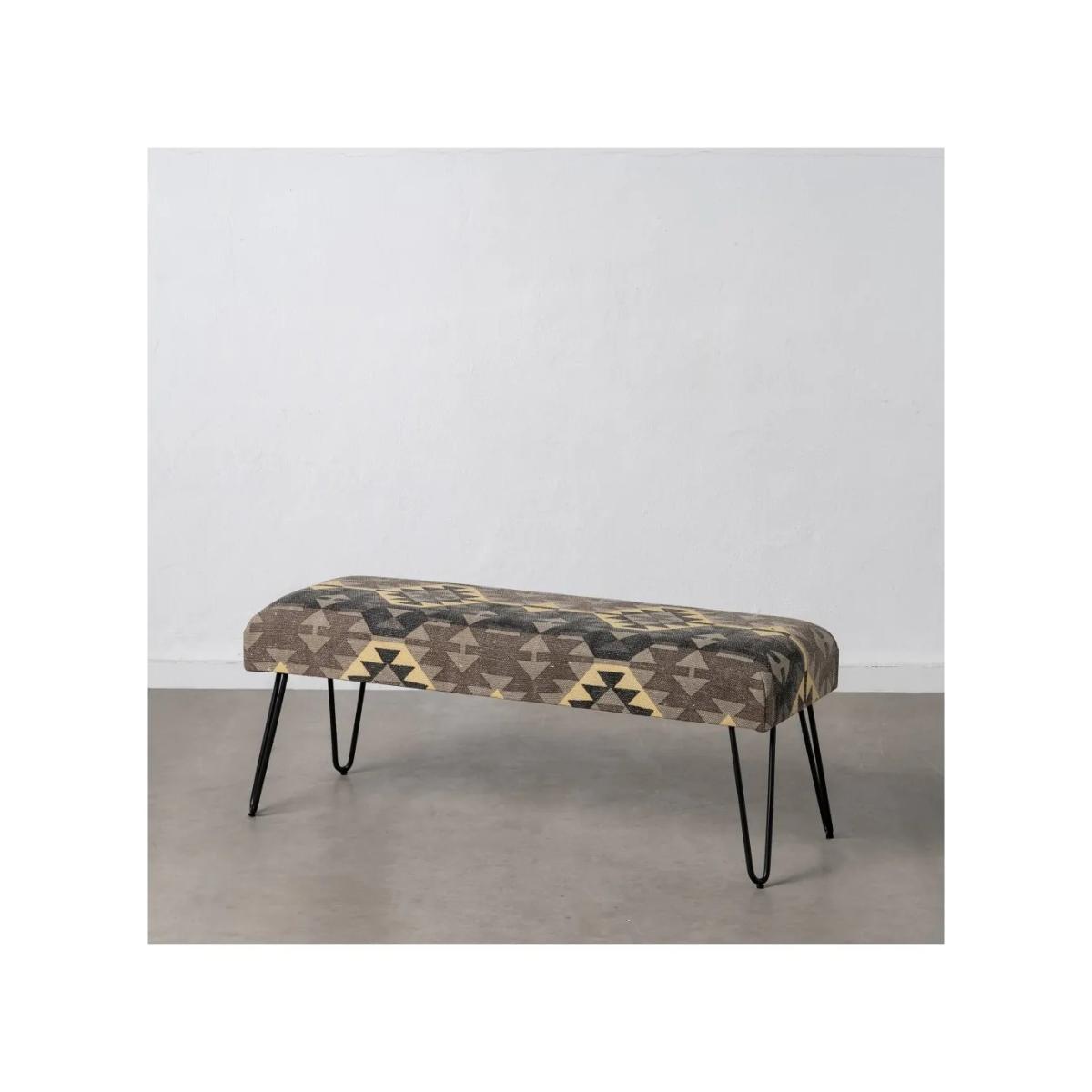 BANQUETA NEGRO-TAUPE TEJIDO-METAL 120 X 41,50 X 48 CM