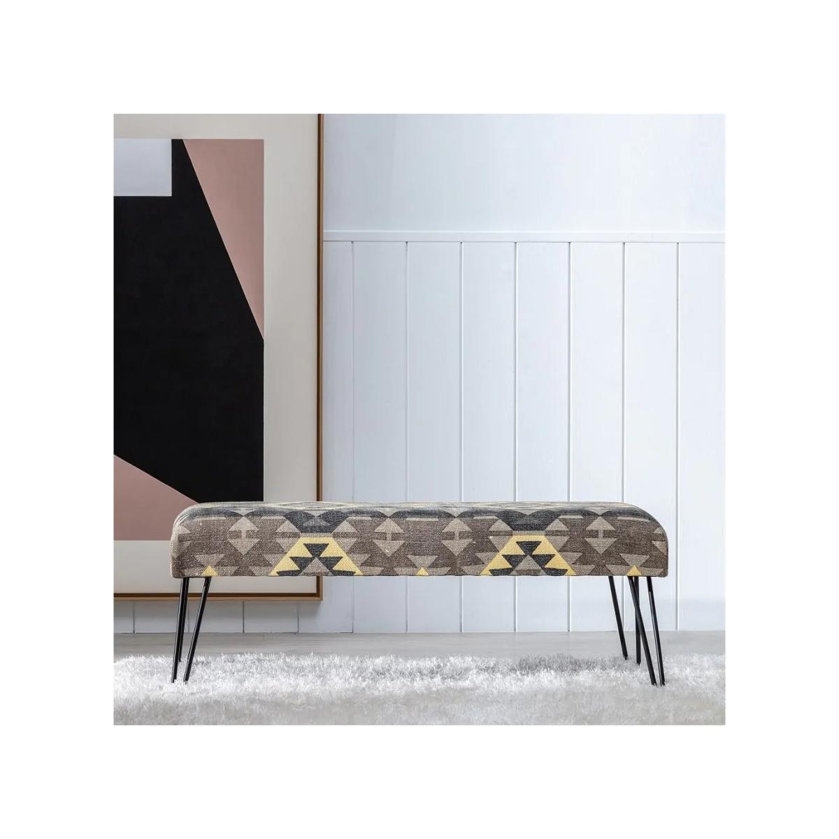 BANQUETA NEGRO-TAUPE TEJIDO-METAL 120 X 41,50 X 48 CM