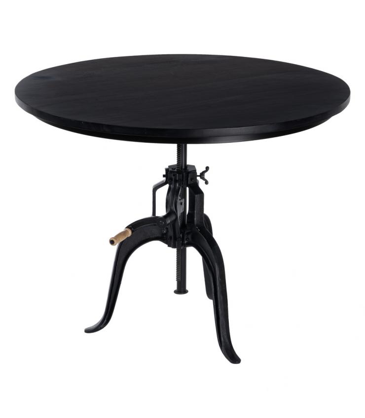 MESA COMEDOR NEGRO MADERA-HIERRO SALÓN 110 X 110 X 78 CM