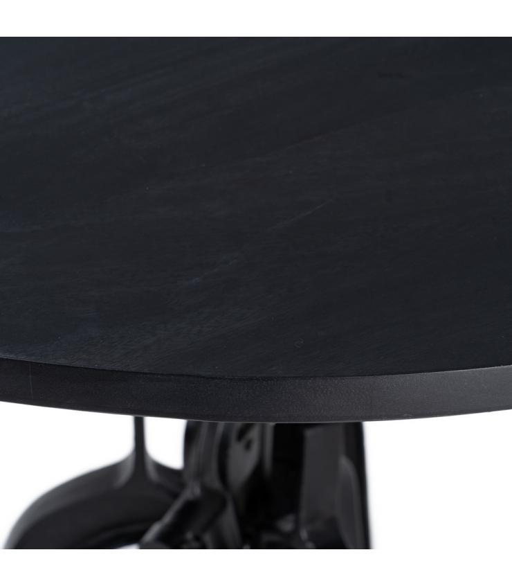 MESA COMEDOR NEGRO MADERA-HIERRO SALÓN 110 X 110 X 78 CM