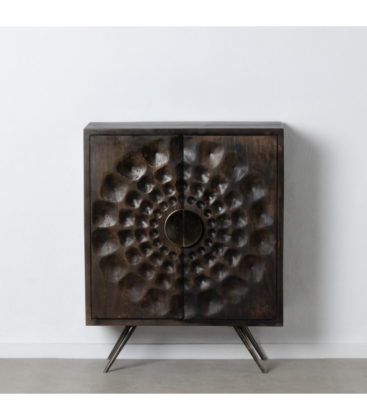 ARMARIO MARRÓN MADERA / METAL SALÓN 89 X 40 X 110 CM