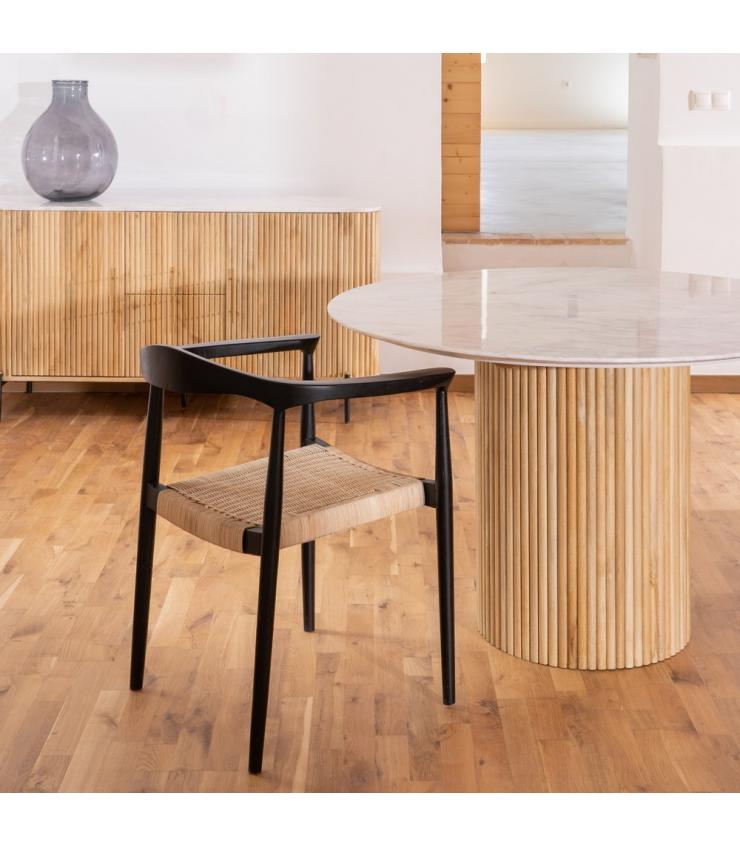 SILLA NATURAL-NEGRO RATÁN/MADERA SALÓN 59 X 58 X 76,50 CM