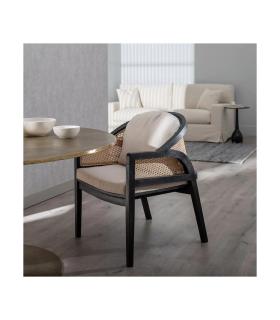 SILLÓN NATURAL-NEGRO RATÁN/MADERA SALÓN 58 X 60 X 77 CM