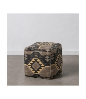 PUF NEGRO-TAUPE TEJIDO DECORACIÓN 45 X 45 X 45 CM