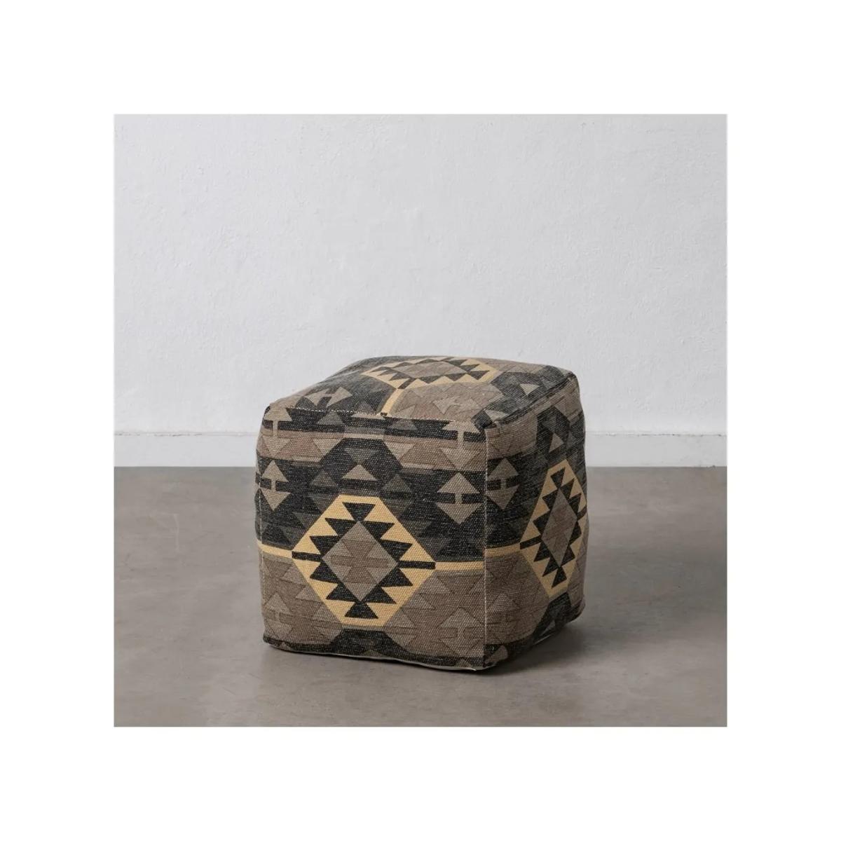 PUF NEGRO-TAUPE TEJIDO DECORACIÓN 45 X 45 X 45 CM