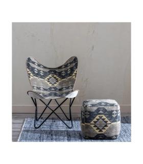 PUF NEGRO-TAUPE TEJIDO DECORACIÓN 45 X 45 X 45 CM