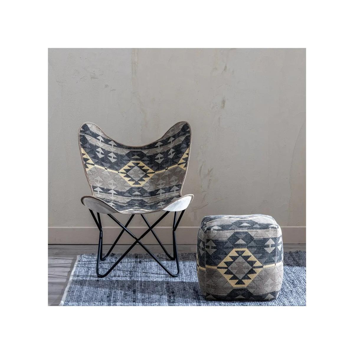 PUF NEGRO-TAUPE TEJIDO DECORACIÓN 45 X 45 X 45 CM