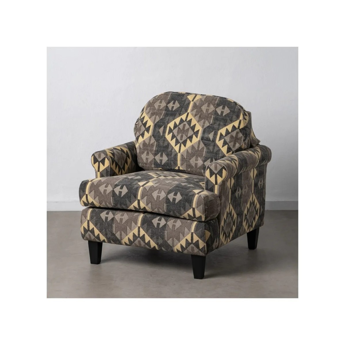 SILLÓN NEGRO-TAUPE TEJIDO-MADERA SALÓN 91 X 90 X 95 CM