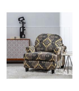 SILLÓN NEGRO-TAUPE TEJIDO-MADERA SALÓN 91 X 90 X 95 CM