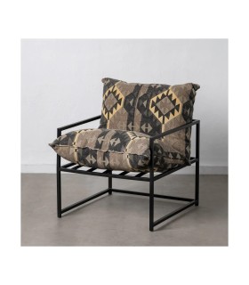 SILLÓN NEGRO-TAUPE TEJIDO-METAL SALÓN 70 X 84 X 86 CM