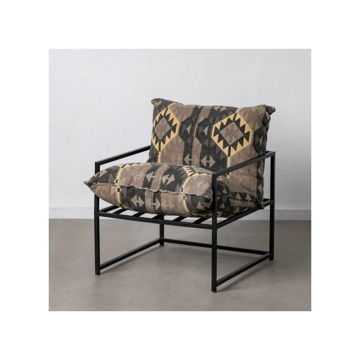 SILLÓN NEGRO-TAUPE TEJIDO-METAL SALÓN 70 X 84 X 86 CM