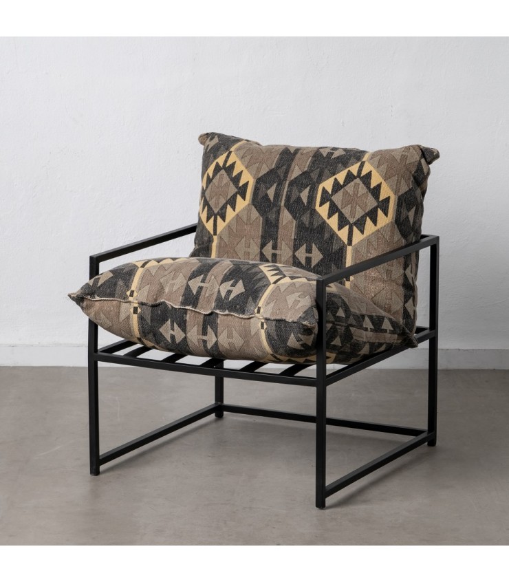 SILLÓN NEGRO-TAUPE TEJIDO-METAL SALÓN 70 X 84 X 86 CM