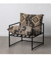 SILLÓN NEGRO-TAUPE TEJIDO-METAL SALÓN 70 X 84 X 86 CM