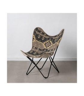 SILLA NEGRO-TAUPE TEJIDO-METAL SALÓN 75 X 75 X 95 CM