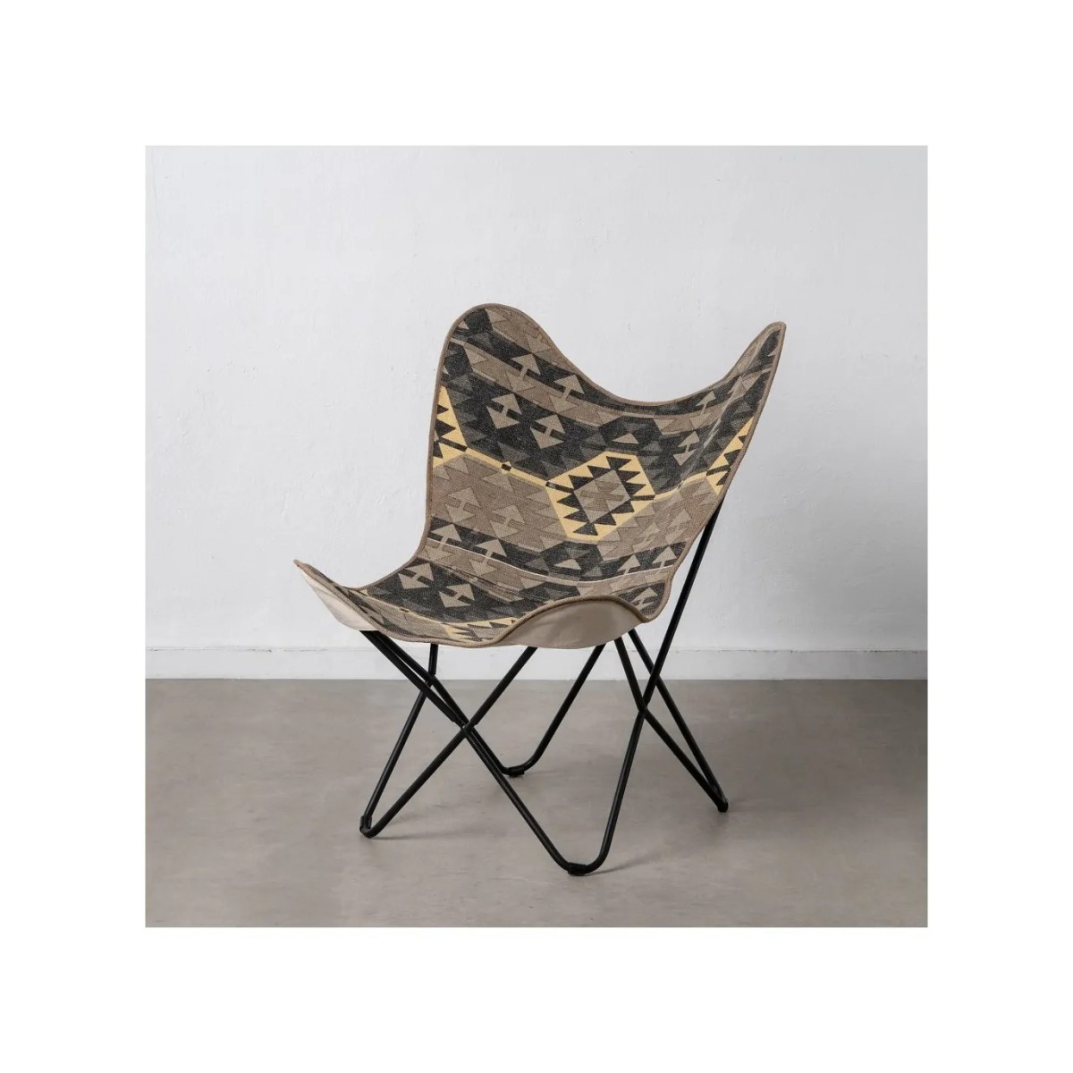 SILLA NEGRO-TAUPE TEJIDO-METAL SALÓN 75 X 75 X 95 CM
