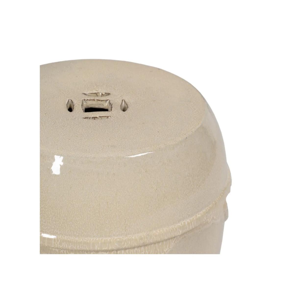 TABURETE CREMA CERÁMICA DECORACIÓN 35 X 35 X 48 CM