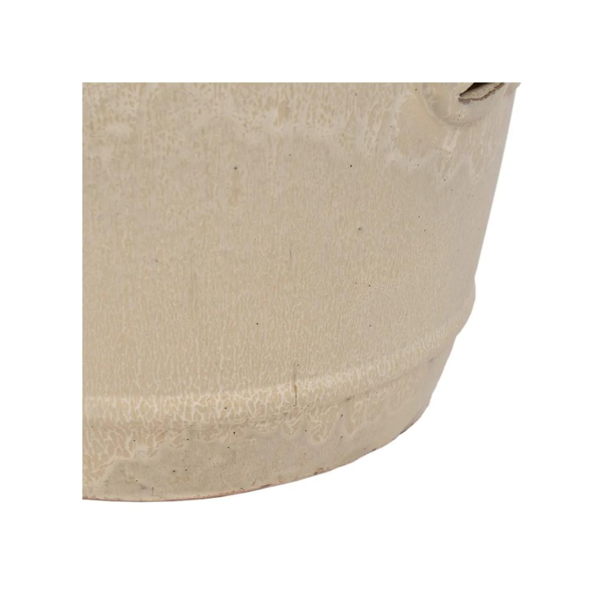 TABURETE CREMA CERÁMICA DECORACIÓN 35 X 35 X 48 CM