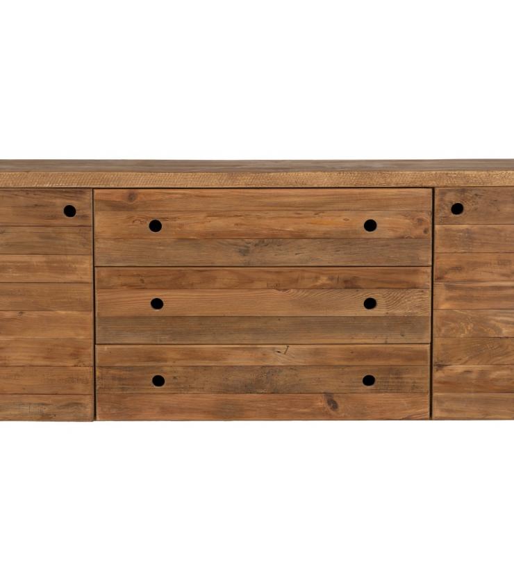 MUEBLE NATURAL-NEGRO MADERA-HIERRO SALÓN 180 X 40 X 190 CM