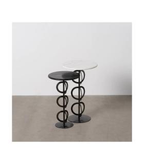 S/2 MESA AUXILIAR BLANCO-NEGRO 38 X 38 X 63 CM