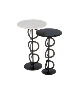 S/2 MESA AUXILIAR BLANCO-NEGRO 38 X 38 X 63 CM