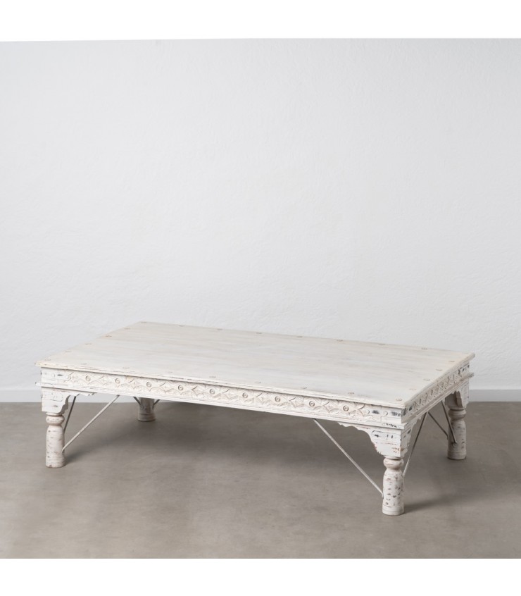 MESA CENTRO BLANCO ROZADO MADERA MANGO 177 X 100 X 50 CM