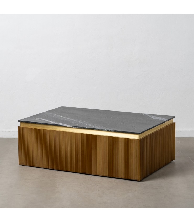 MESA CENTRO MARRÓN-NEGRO MÁRMOL/MADERA 120 X 80 X 42 CM