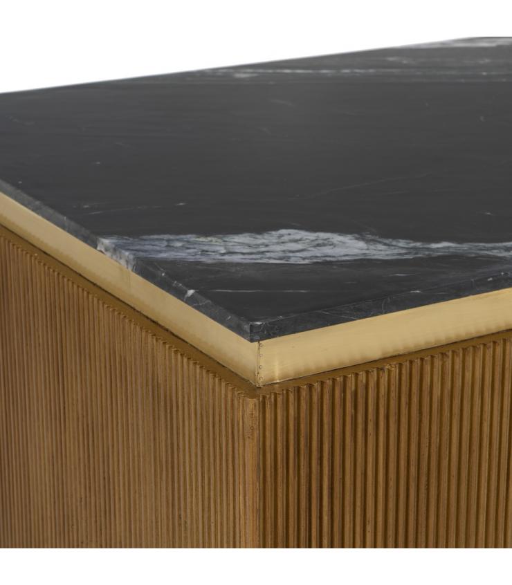 MESA CENTRO MARRÓN-NEGRO MÁRMOL/MADERA 120 X 80 X 42 CM