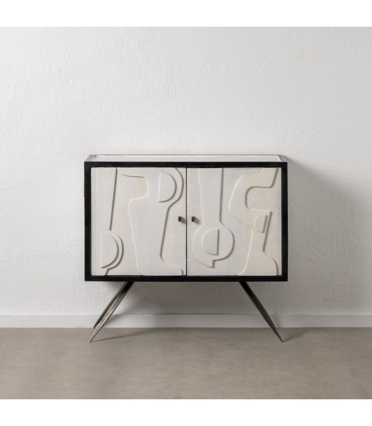 MUEBLE RECIBIDOR BLANCO-NEGRO 102 X 41 X 93 CM