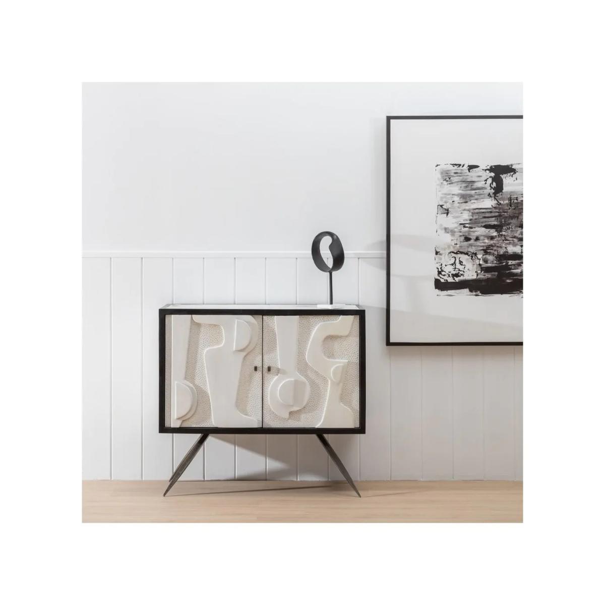 MUEBLE RECIBIDOR BLANCO-NEGRO 102 X 41 X 93 CM