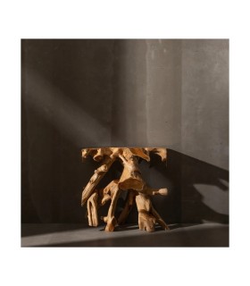 CONSOLA NATURAL MADERA DE TECA ENTRADA 80 X 40 X 80 CM