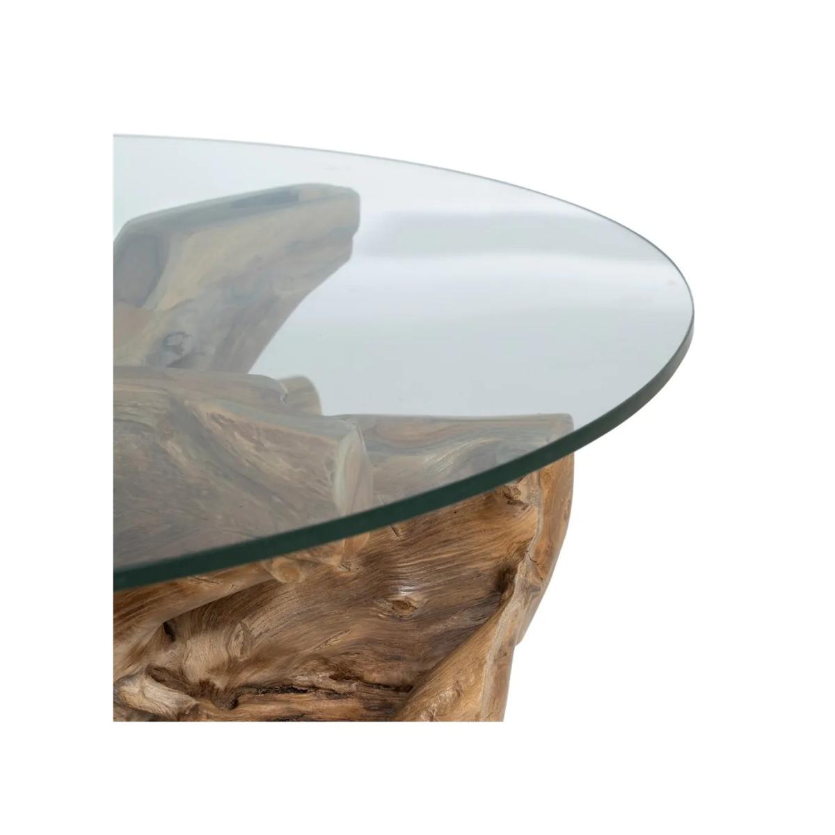 MESA CENTRO NATURAL MADERA / CRISTAL 90 X 90 X 45 CM