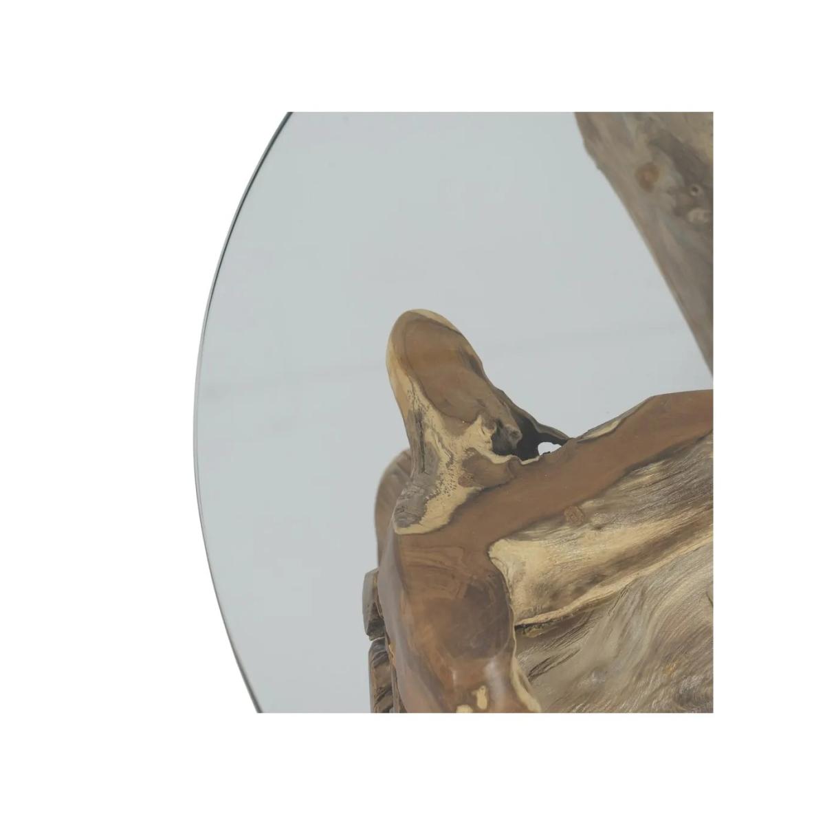 MESA CENTRO NATURAL MADERA / CRISTAL 90 X 90 X 45 CM