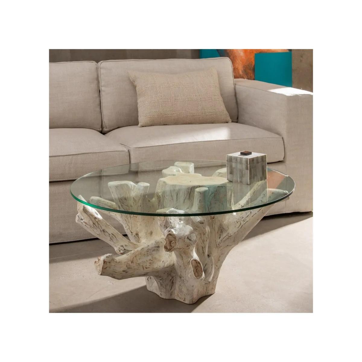 MESA CENTRO BLANCO ROZADO 90 X 90 X 45 CM