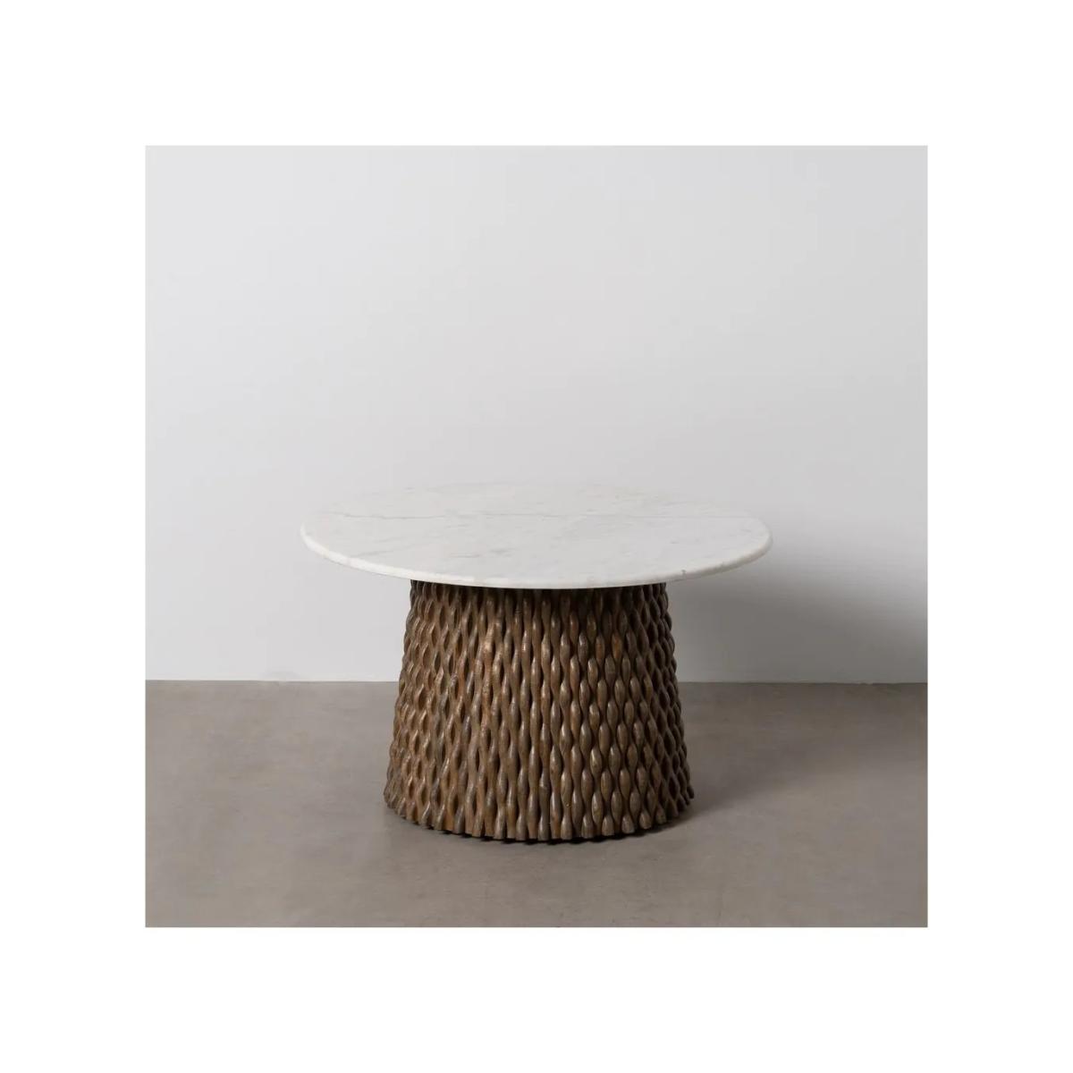 MESA CENTRO BLANCO-MARRÓN MÁRMOL/MADERA 80 X 80 X 49 CM
