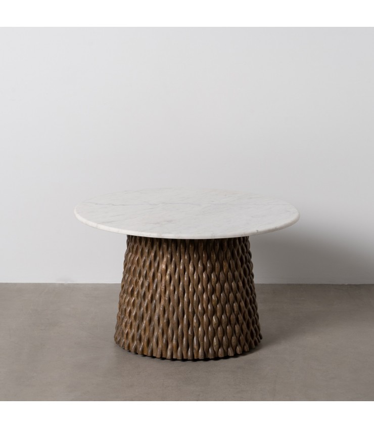 MESA CENTRO BLANCO-MARRÓN MÁRMOL/MADERA 80 X 80 X 49 CM