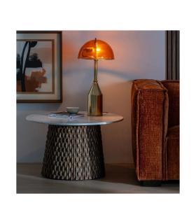 MESA CENTRO BLANCO-MARRÓN MÁRMOL/MADERA 80 X 80 X 49 CM