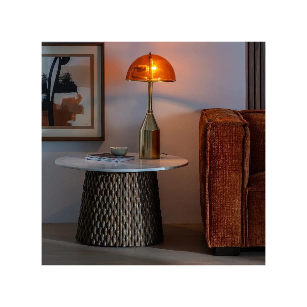 MESA CENTRO BLANCO-MARRÓN MÁRMOL/MADERA 80 X 80 X 49 CM