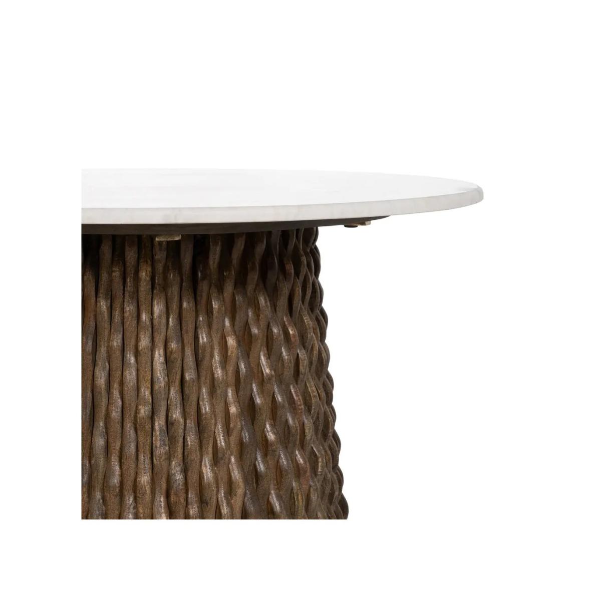 MESA CENTRO BLANCO-MARRÓN MÁRMOL/MADERA 80 X 80 X 49 CM