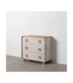 CÓMODA BLANCO-NATURAL MADERA DE MANGO 91 X 38,50 X 83 CM