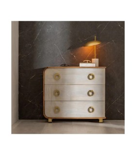 CÓMODA BLANCO-NATURAL MADERA DE MANGO 91 X 38,50 X 83 CM