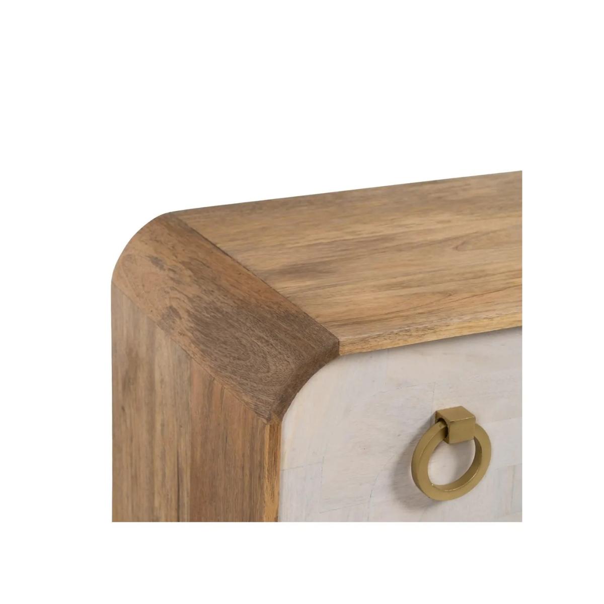 CÓMODA BLANCO-NATURAL MADERA DE MANGO 91 X 38,50 X 83 CM