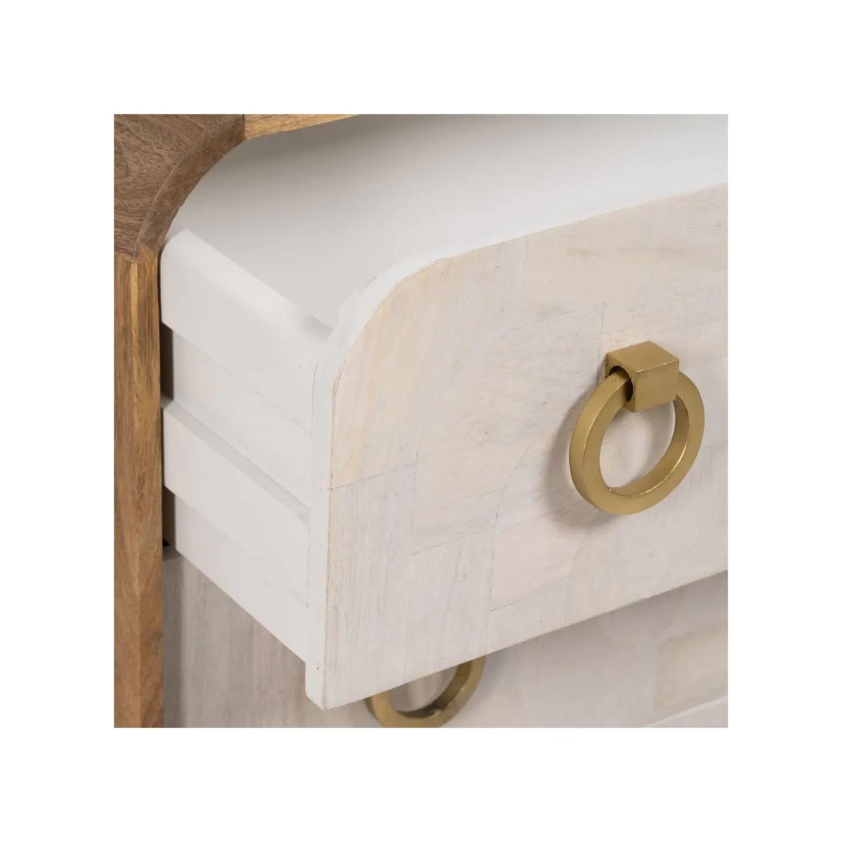 CÓMODA BLANCO-NATURAL MADERA DE MANGO 91 X 38,50 X 83 CM