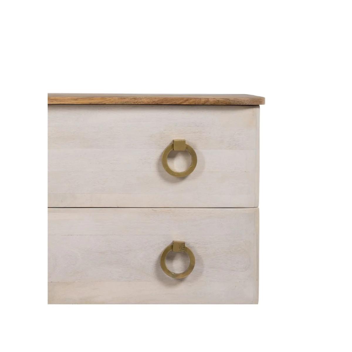 CÓMODA BLANCO-NATURAL MADERA DE MANGO 91 X 38,50 X 83 CM