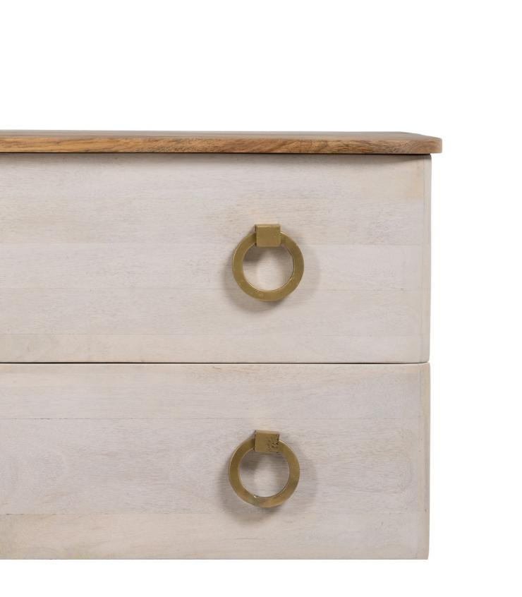 CÓMODA BLANCO-NATURAL MADERA DE MANGO 91 X 38,50 X 83 CM