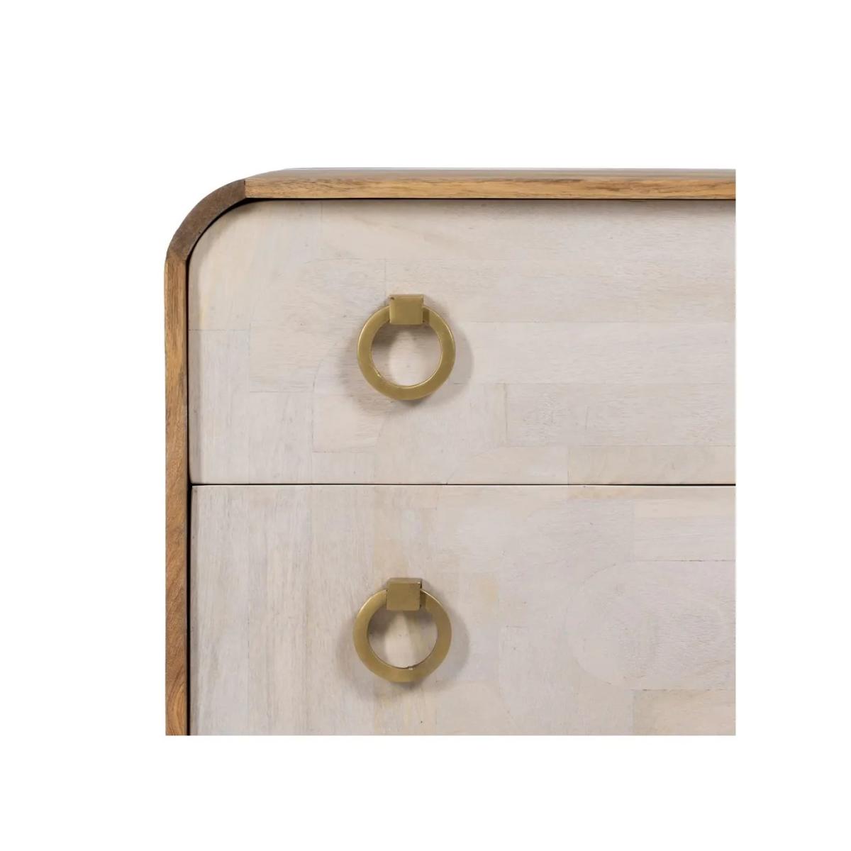 CÓMODA BLANCO-NATURAL MADERA DE MANGO 91 X 38,50 X 83 CM