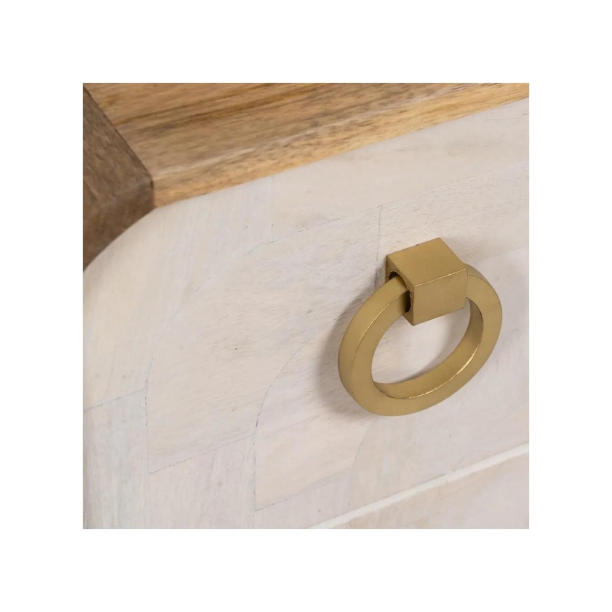 CÓMODA BLANCO-NATURAL MADERA DE MANGO 91 X 38,50 X 83 CM