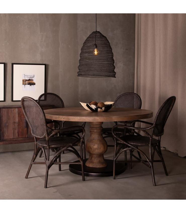 MESA COMEDOR NATURAL-NEGRO 140 X 140 X 75 CM