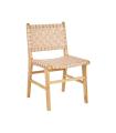 SILLA BEIGE MADERA TECA-PIEL 50 X 56 X 87 CM